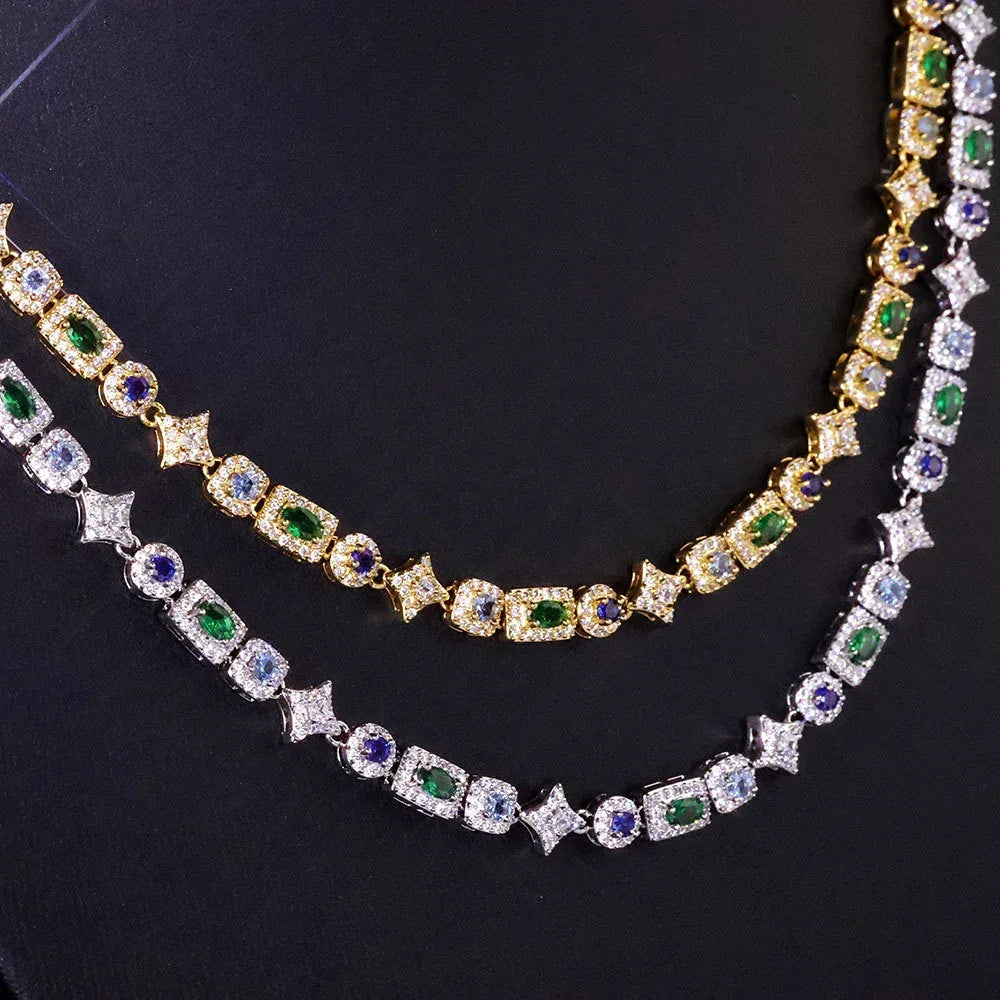 6mm Geometric Color Zircon Hip Hop Necklace Rapper Iced Out Chain Style | Caratix Jewelry - CaratixJewelry
