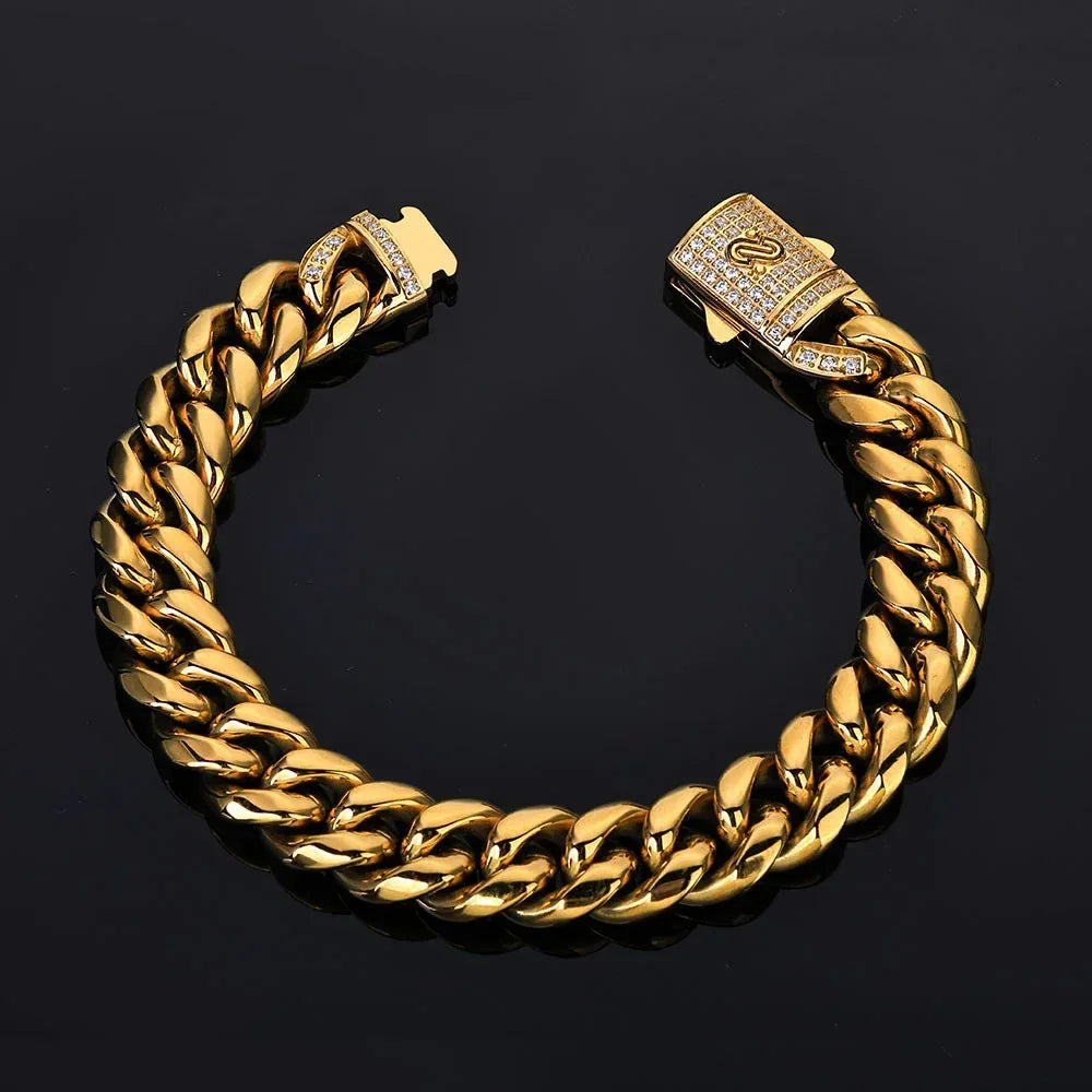 Custom Stainless Steel Round-Polished Cuban Necklace | Clasp Hip Hop Bling | Caratix - CaratixJewelry
