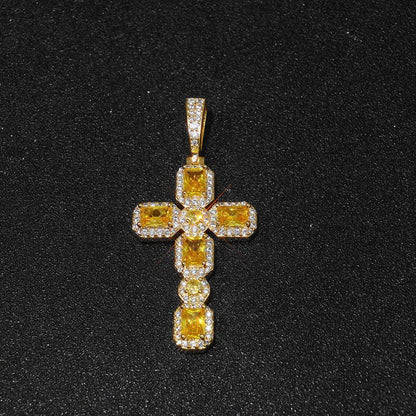 Iced Sugar Cut Cross Pendant Necklace Zircon for Men | Caratix Jewelry - CaratixJewelry