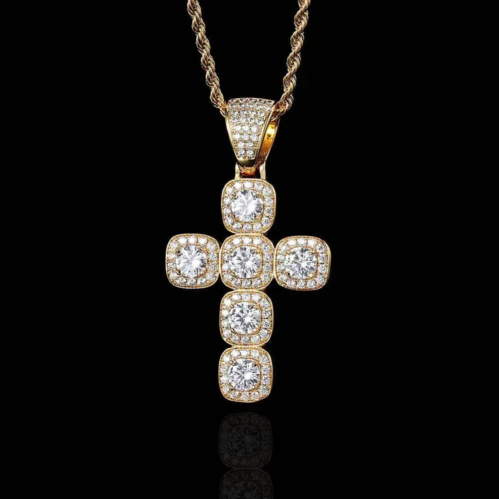 Custom Full Cross Pendant Necklace with Zircon Stones for Men | Caratix Jewelry - CaratixJewelry