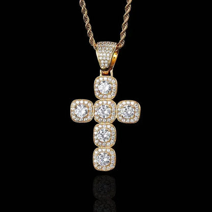 Custom Full Cross Pendant Necklace with Zircon Stones for Men | Caratix Jewelry - CaratixJewelry