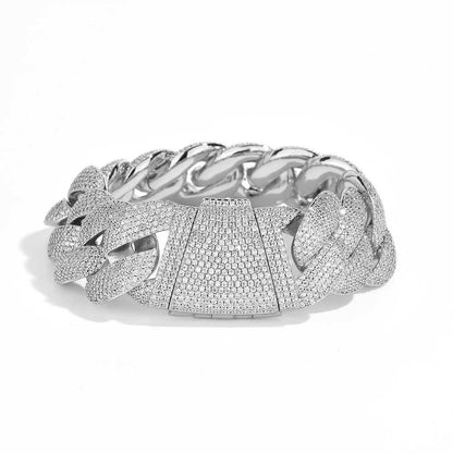 Custom 24mm S925 Silver Bubble Cuban Bracelet | Massive Heavyweight Rapper Chain | Caratix - CaratixJewelry