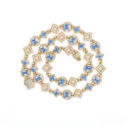 11mm Geometric Blue Zircon Hip Hop Jewelry Necklace for Men | Caratix Jewelry - CaratixJewelry