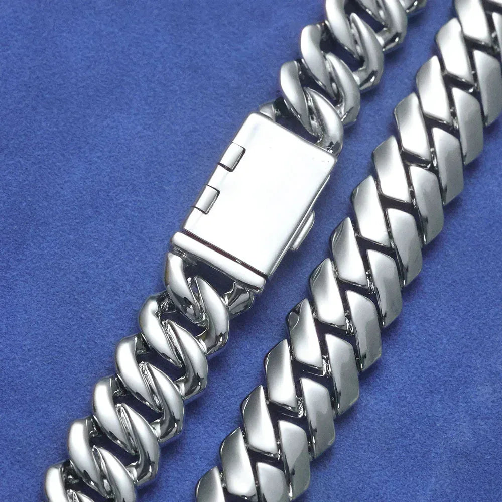 12mm Polished Cuban Link Hip Hop Bracelet Rapper Iced Out Chain Style for Men | Caratix Jewelry - CaratixJewelry