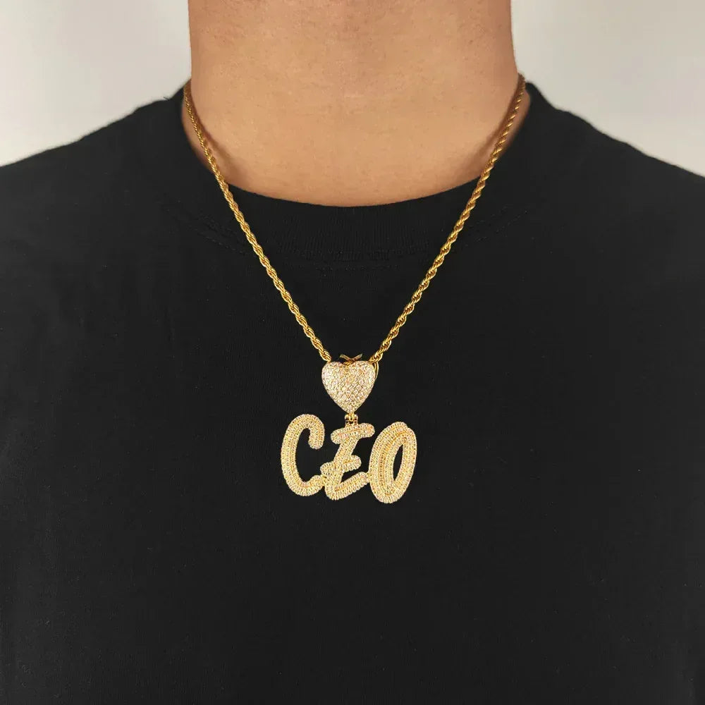 Creative Heart Lock Double Layer Pendant Necklace with Calligraphy Letters and Numbers for Men | Caratix Jewelry - CaratixJewelry