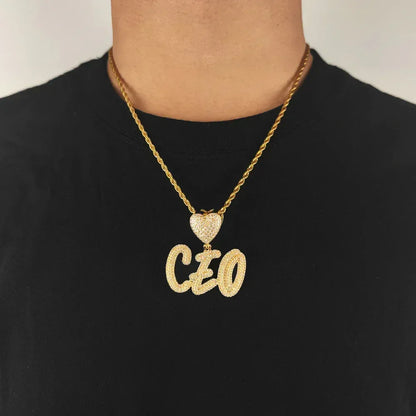 Creative Heart Lock Double Layer Pendant Necklace with Calligraphy Letters and Numbers for Men | Caratix Jewelry - CaratixJewelry