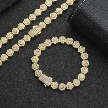 Custom 8.5mm Hexagon Geometric Baguette Chain | Unique Hip Hop Bling | Caratix - CaratixJewelry