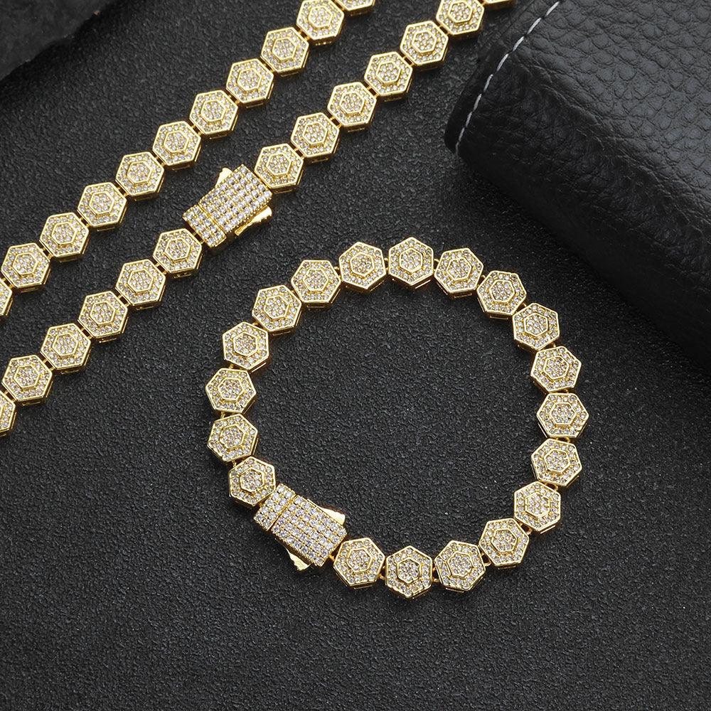 Custom 8.5mm Hexagon Geometric Baguette Chain | Unique Gold Chain for Rapper | Caratix - CaratixJewelry