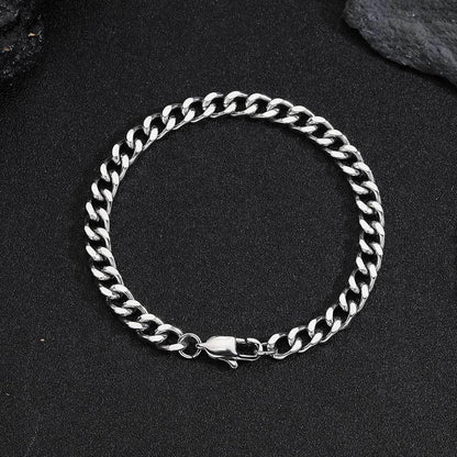 6mm Cuban Link Bracelet with Stainless Steel and Titanium Steel - CaratixJewelry