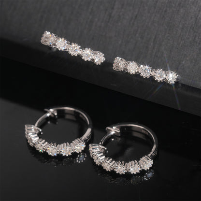 Medium Moissanite Hoop Earrings S925 Silver | 25mm D VVS1 Iced Out Hoops | Caratix