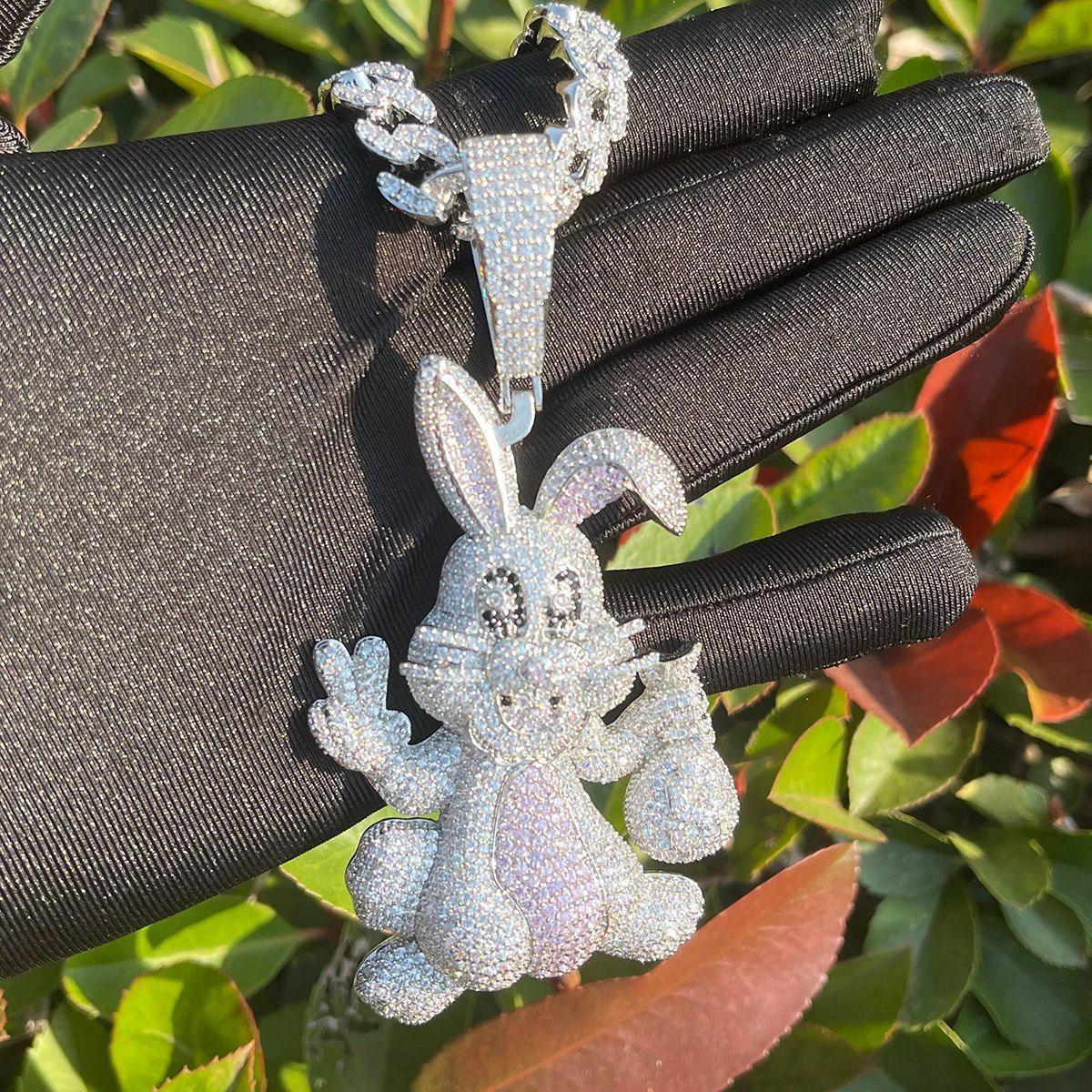 Playful Iced Out Cartoon Rabbit Pendant | Men's Hip Hop Bunny Necklace | Premium Copper CZ Animal Jewelry | Streetwear Icon | Caratix - CaratixJewelry