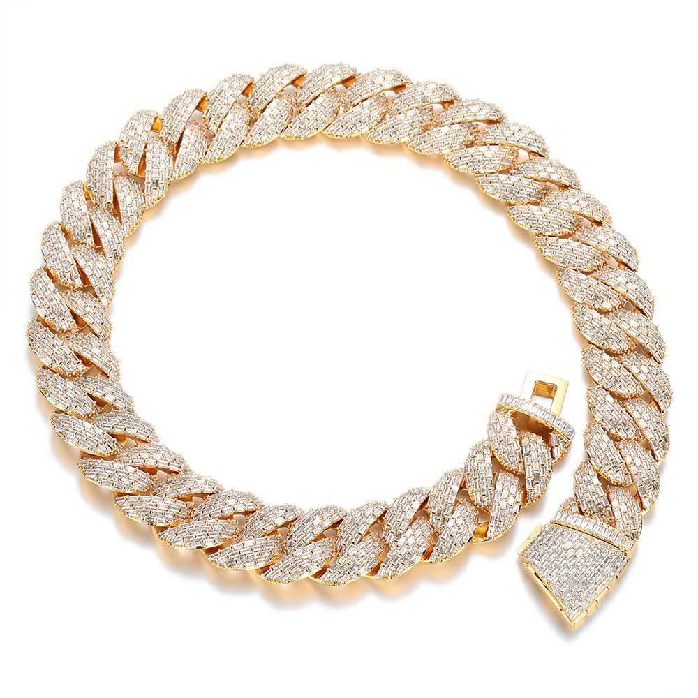 24mm Iced Out Bubble Cuban Chain Necklace T-Cut Zircon - CaratixJewelry