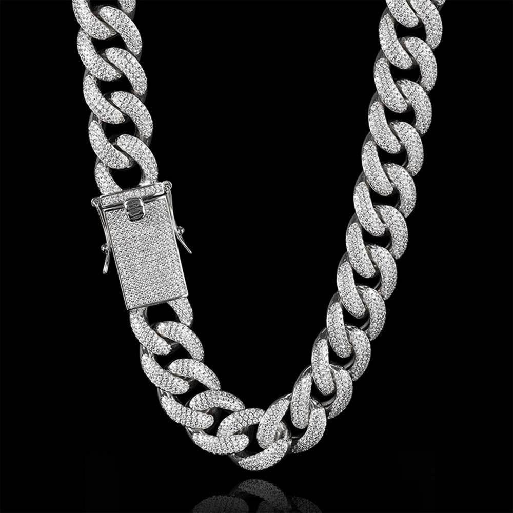 18mm Triple Row Iced Out Cuban Chain Micro Pave Zircon Necklace - CaratixJewelry