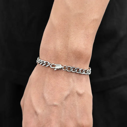 6mm Cuban Link Bracelet with Stainless Steel and Titanium Steel - CaratixJewelry