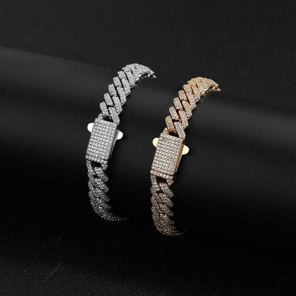 8mm Iced-Out Cuban Link Bracelet with -Shaped Zircon - CaratixJewelry