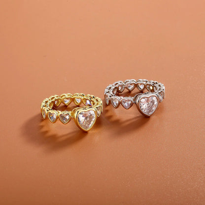Luxury Heart-Shaped Pave Ring | Continuous Love Motif Band | Caratix