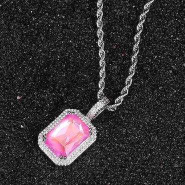 Mocha Fluorescent Square Pendant with Solid Zircon and Colorful Gemstones for Men and Women | Caratix Jewelry - CaratixJewelry