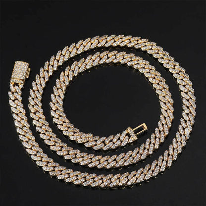 8mm Single Row Cuban Chain Necklace with Full Zircon Stones for Men | Caratix Jewelry - CaratixJewelry