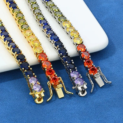 5mm Colorful Zircon Tennis Chain Necklace Hip Hop Bling | Caratix Jewelry - CaratixJewelry