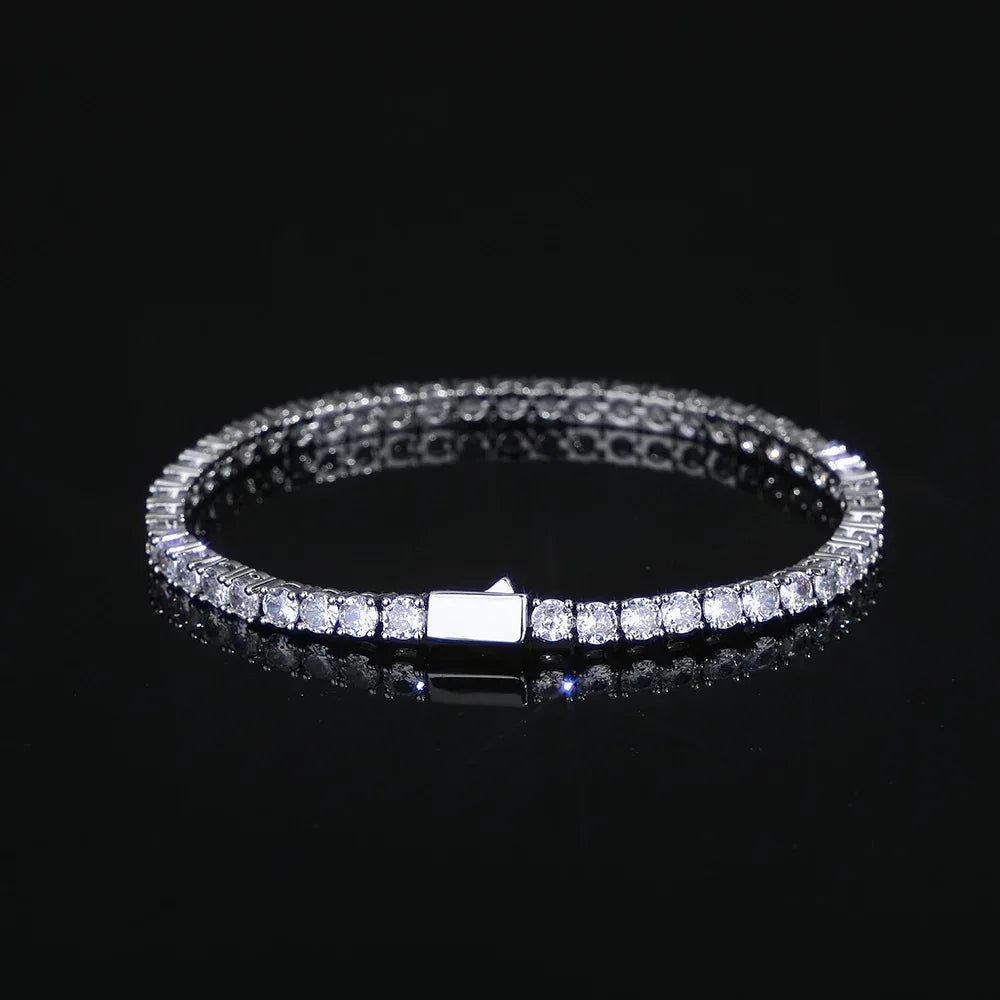 Single Row Zircon Tennis Chain Bracelet with Spring Clasp for Men | Caratix Jewelry - CaratixJewelry