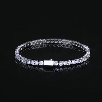 Single Row Zircon Tennis Chain Bracelet with Spring Clasp for Men | Caratix Jewelry - CaratixJewelry