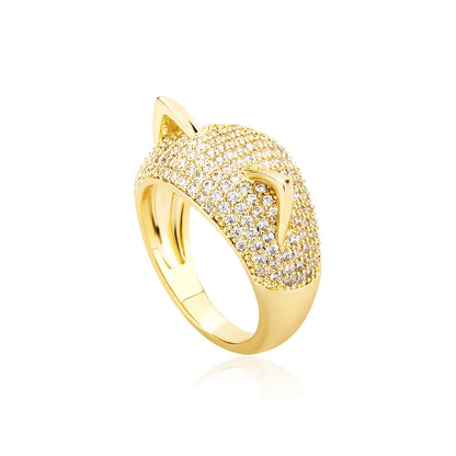 Iced Out Cat Ear Ring | Bubble Zirconia Motif Hip Hop Band | Caratix