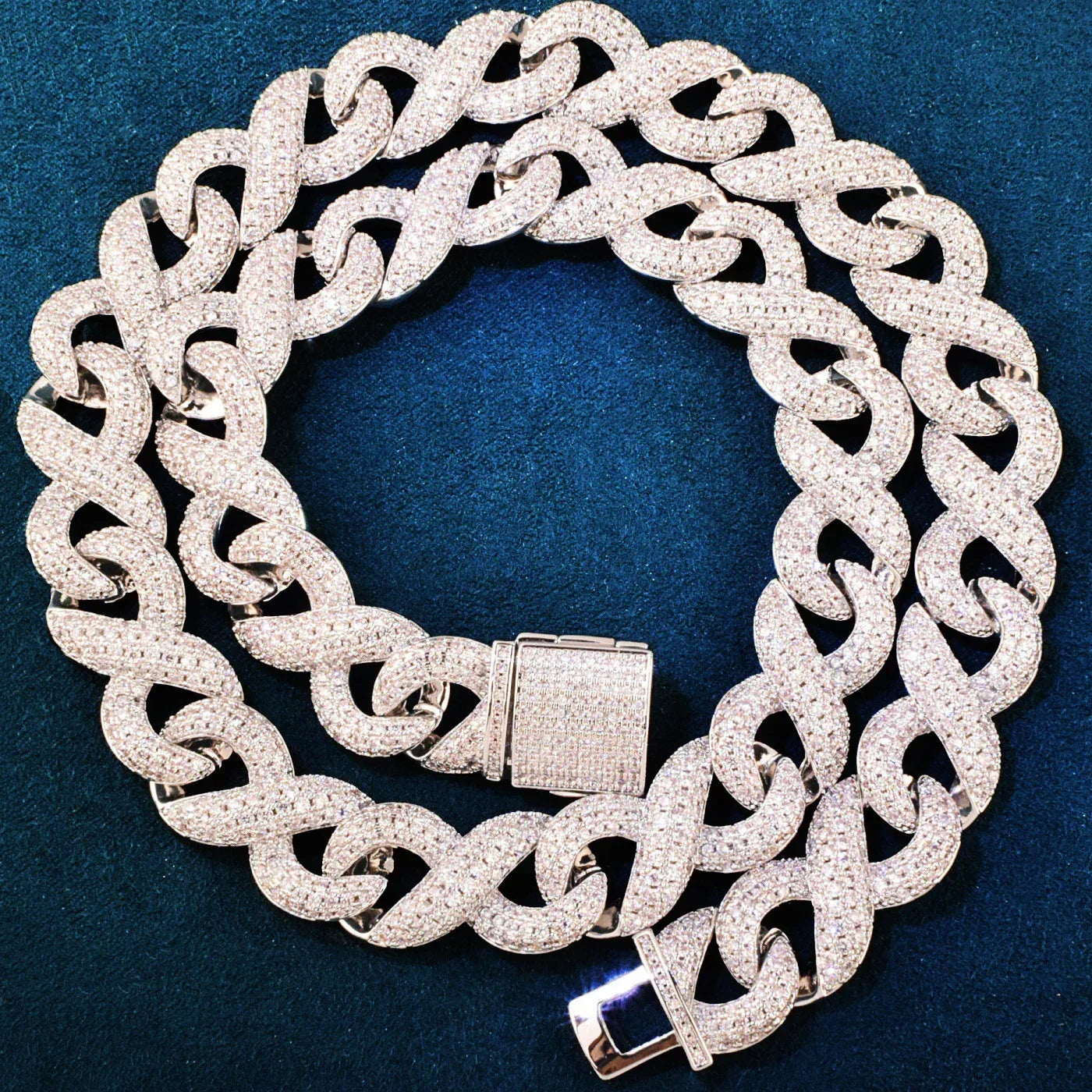 15mm Iced Out 8-Bit Cuban Chain Necklace with Full Zircon Stones - CaratixJewelry