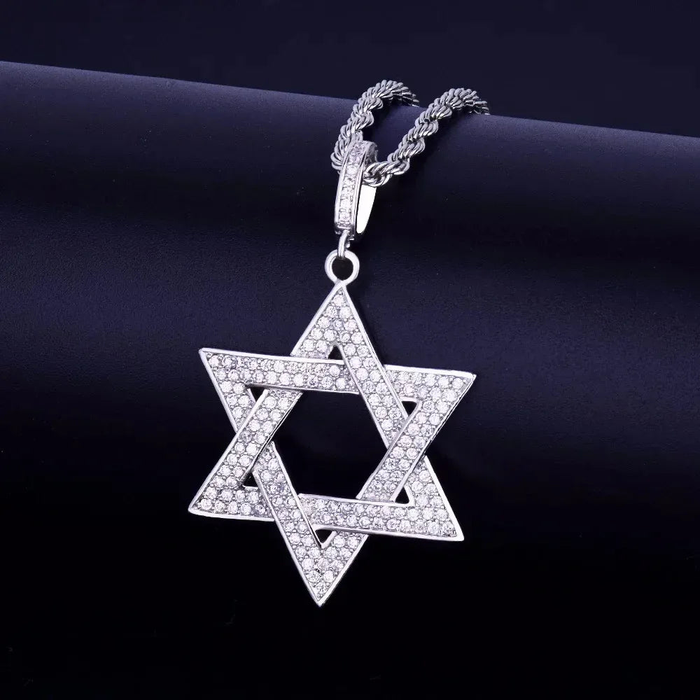 Men's Six-Pointed Star Necklace | Premium Copper CZ Geometric Jewelry Caratix - CaratixJewelry