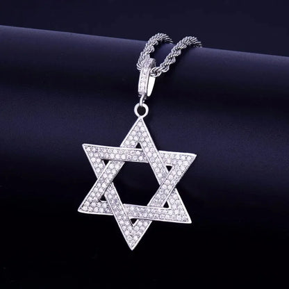 Men's Six-Pointed Star Necklace | Premium Copper CZ Geometric Jewelry Caratix - CaratixJewelry