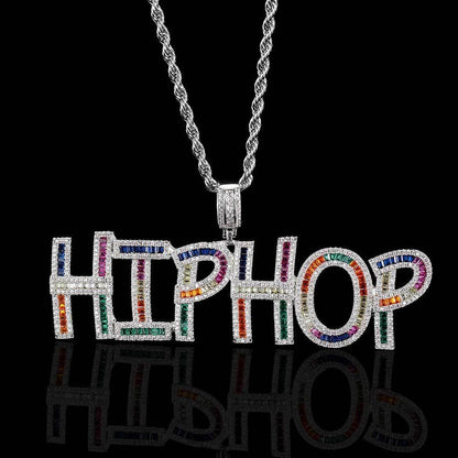 Colorful Square Zircon Letter Pendant Necklace for Men | Customizable Hip Hop Jewelry | Caratix Jewelry - CaratixJewelry