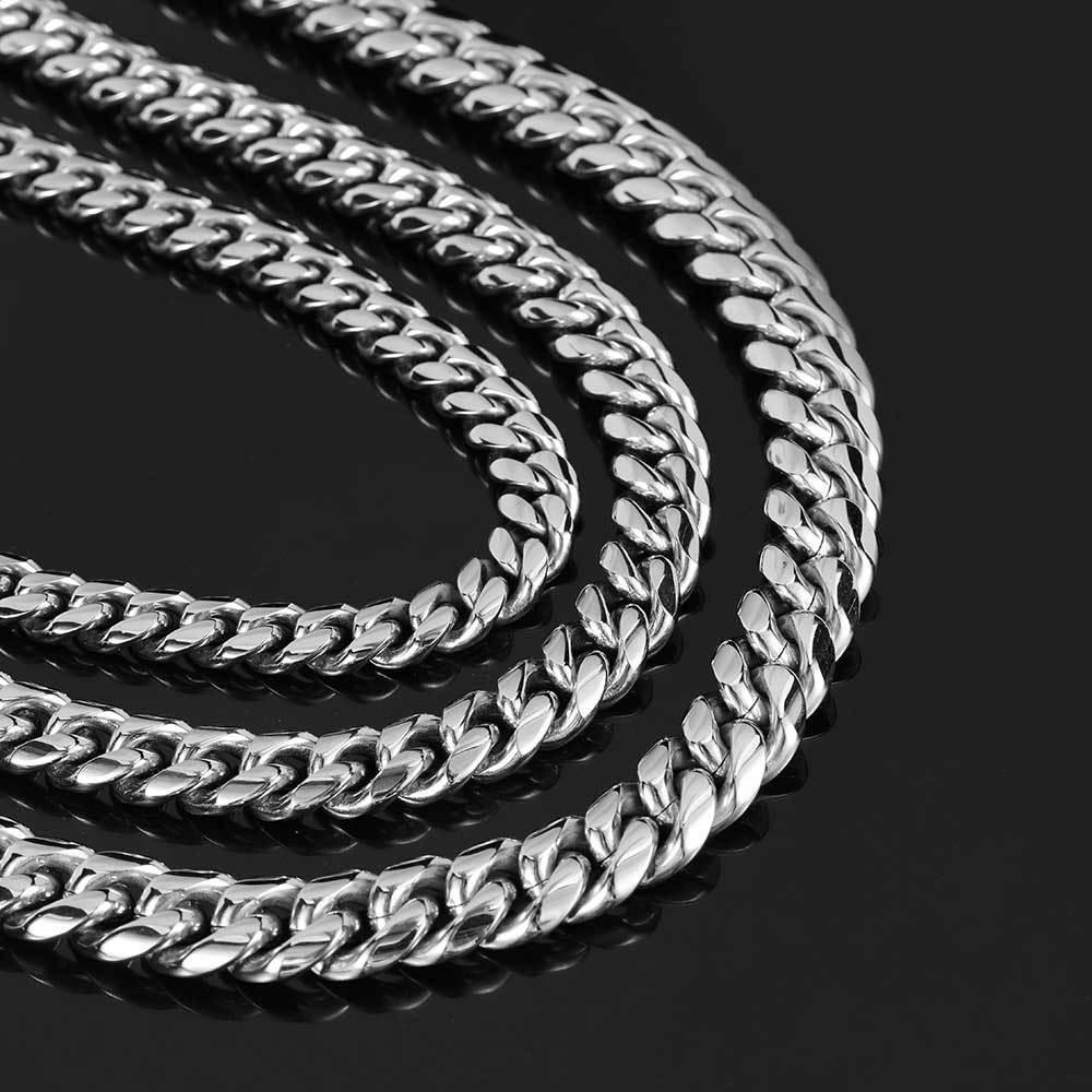 Stainless Steel Titanium Cuban Link Bracelet Polished Round Finish for Men | Caratix Jewelry - CaratixJewelry