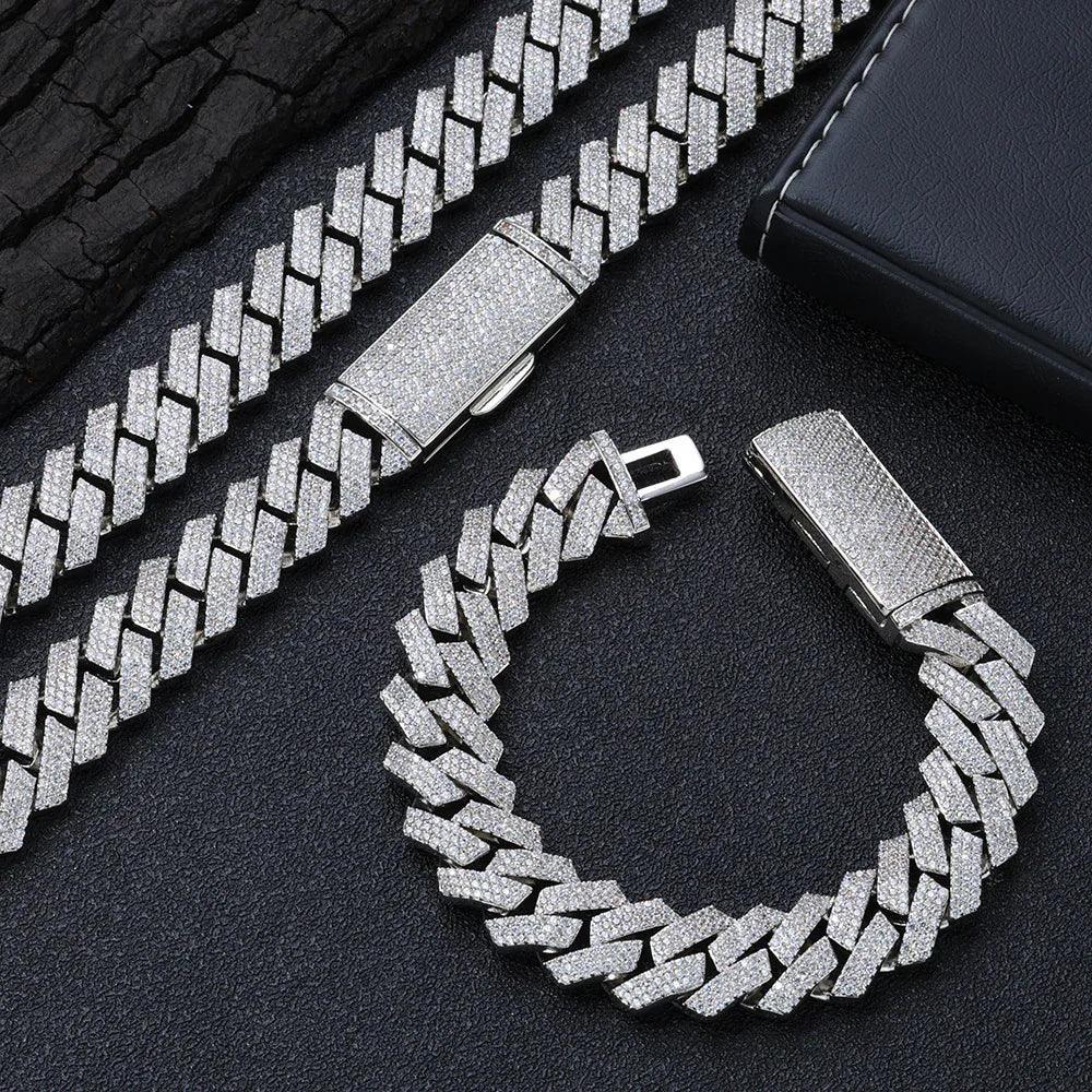 16mm Triple Row Iced-Out Cuban Link Bracelet - CaratixJewelry