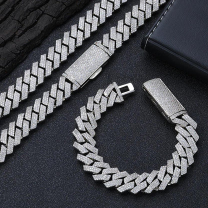 16mm Triple Row Iced-Out Cuban Link Bracelet - CaratixJewelry