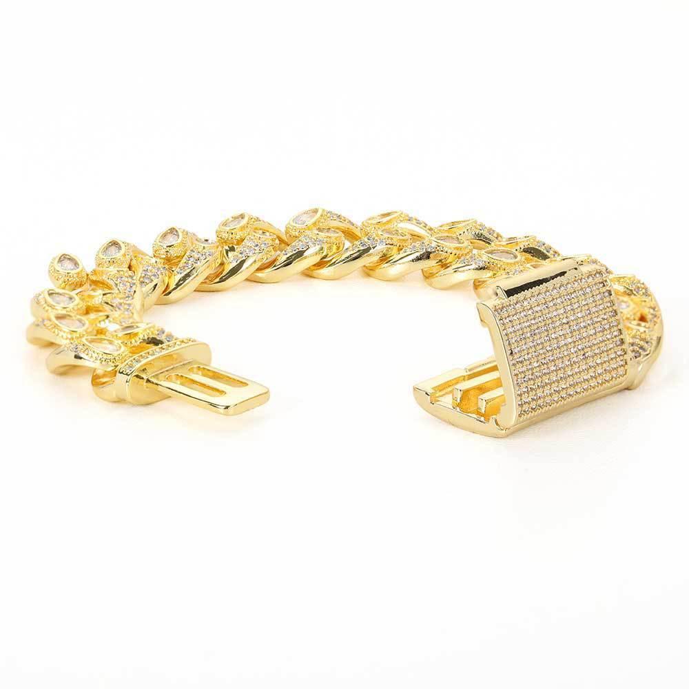 16mm Eyeglass Link Cuban Chain Bracelet Zircon for Men | Caratix Jewelry - CaratixJewelry