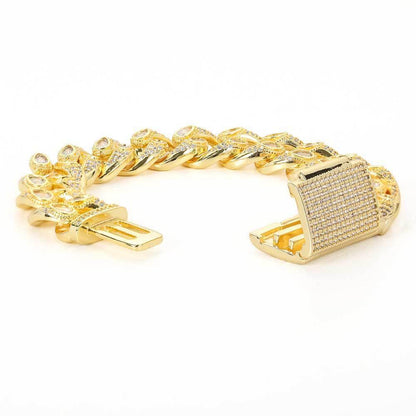 16mm Eyeglass Link Cuban Chain Bracelet Zircon for Men | Caratix Jewelry - CaratixJewelry