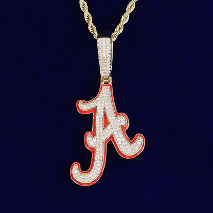 Red Paint Drip Letter 'A' Pendant | Retro Hip Hop Graffiti Initial Necklace | Niche Urban Streetwear Jewelry | Unique Edgy Bling | Caratix - CaratixJewelry