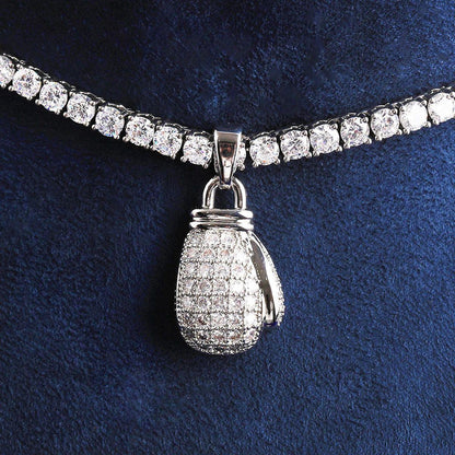 Iced Out Power Fist Pendant | Men's Real Copper CZ Strength Necklace - CaratixJewelry