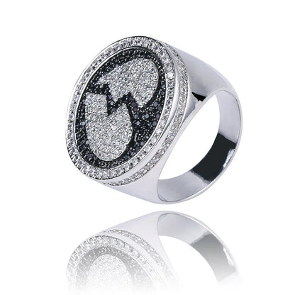 Men's Iced Out Broken Heart Ring | Baguette Cut Cuban Link Band | Caratix