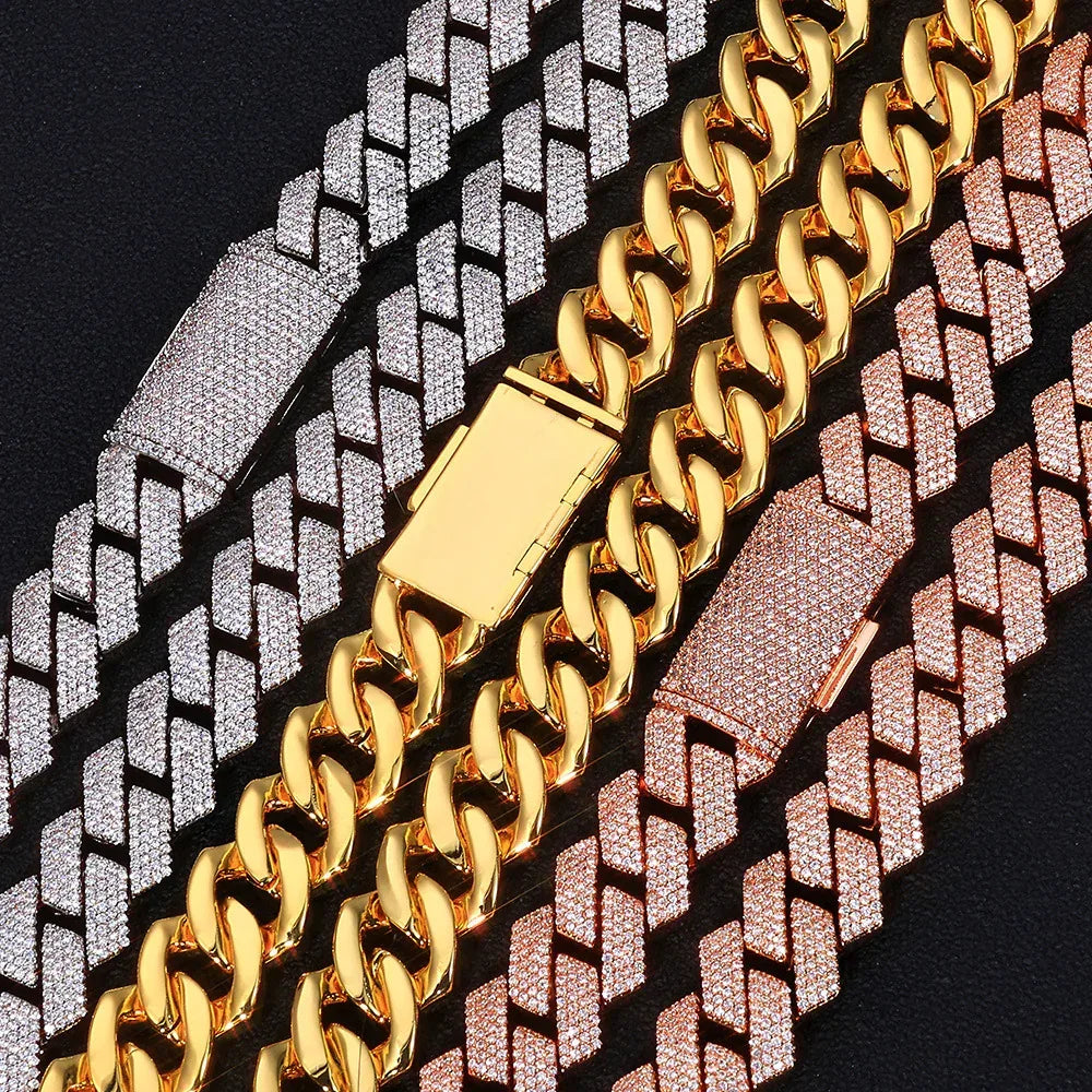 Hip Hop Jewelry 15mm S925 Silver Cuban Link Necklace – 4-Row CZ Pave, Custom Men’s Pendant | Caratix Jewelry - CaratixJewelry