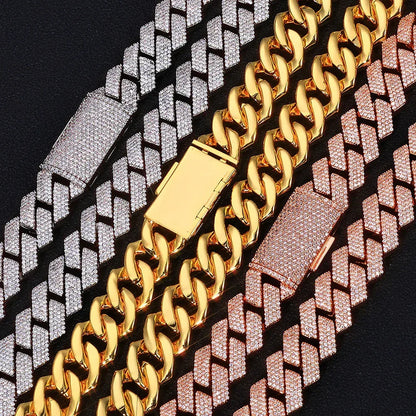 Hip Hop Jewelry 15mm S925 Silver Cuban Link Necklace – 4-Row CZ Pave, Custom Men’s Pendant | Caratix Jewelry - CaratixJewelry