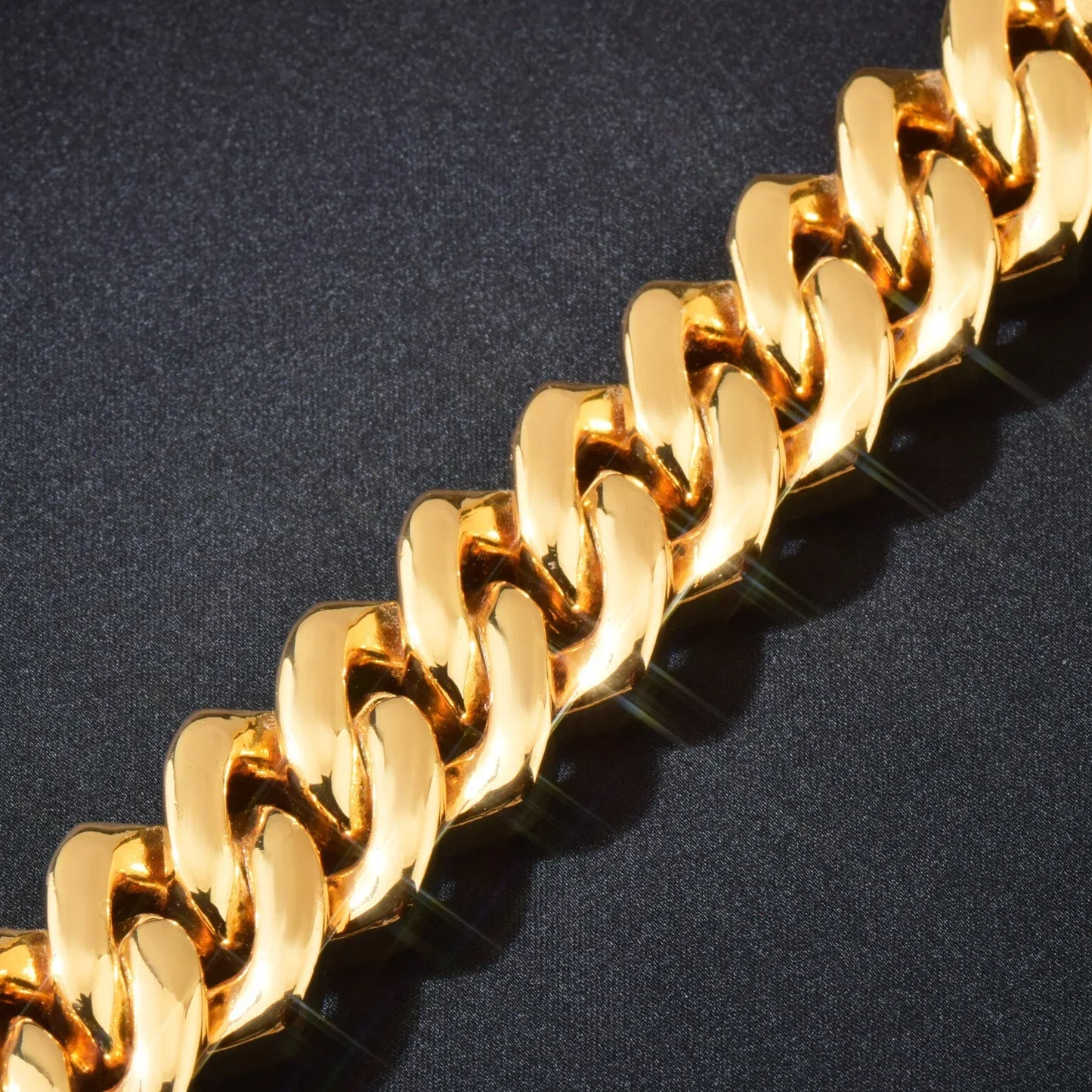 20mm 3Row Curved Gold Cuban Chain Necklace - CaratixJewelry