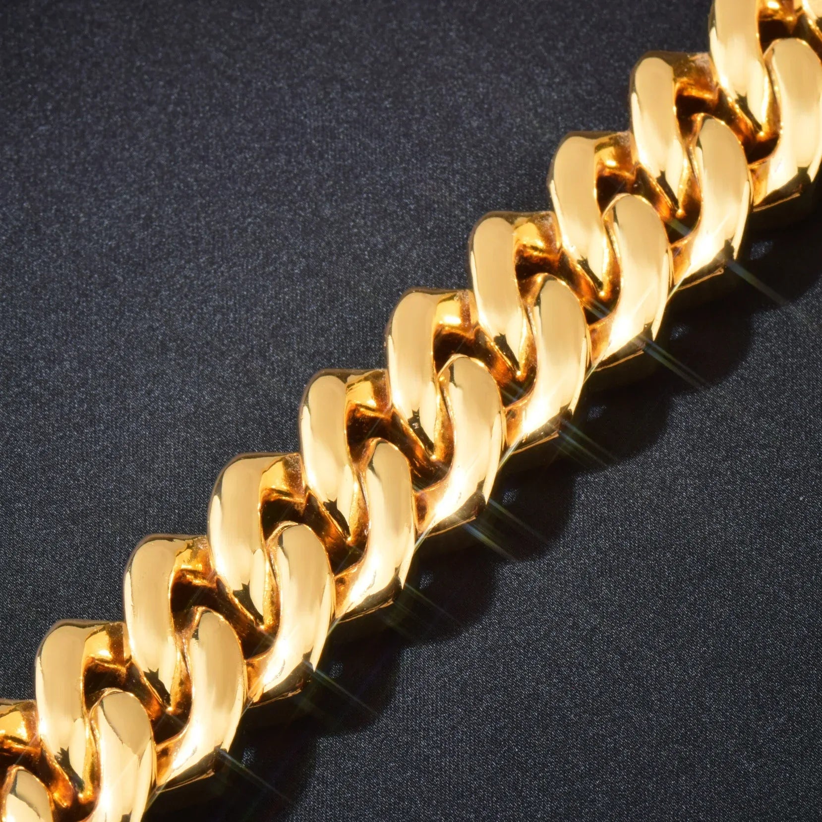 20mm 3Row Curved Gold Cuban Chain Necklace - CaratixJewelry