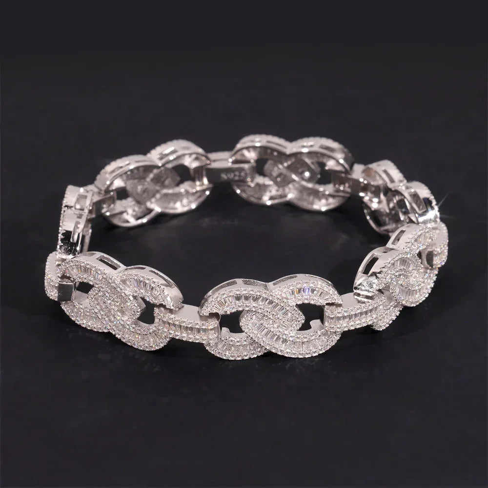 2025 Figure-8 Moissanite Bracelet – S925 Sterling Silver Iced-Out Hip Hop Men’s Streetwear Jewelry - CaratixJewelry