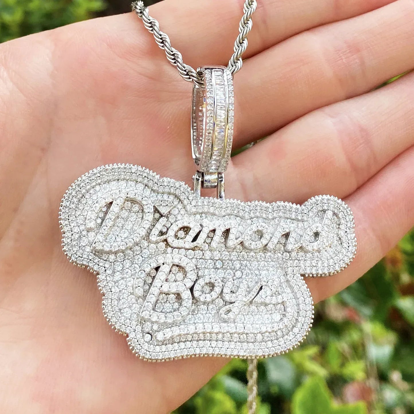 Iced Out " Boyz" Letter Pendant | Men's Real Copper CZ Necklace - CaratixJewelry