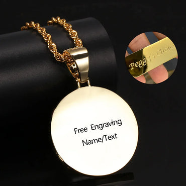 Custom Moissanite Circle Photo Pendant | DIY Creative Iced Out Necklace | Caratix