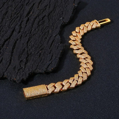 15mm Four Row Iced-Out Cuban Link Bracelet - CaratixJewelry