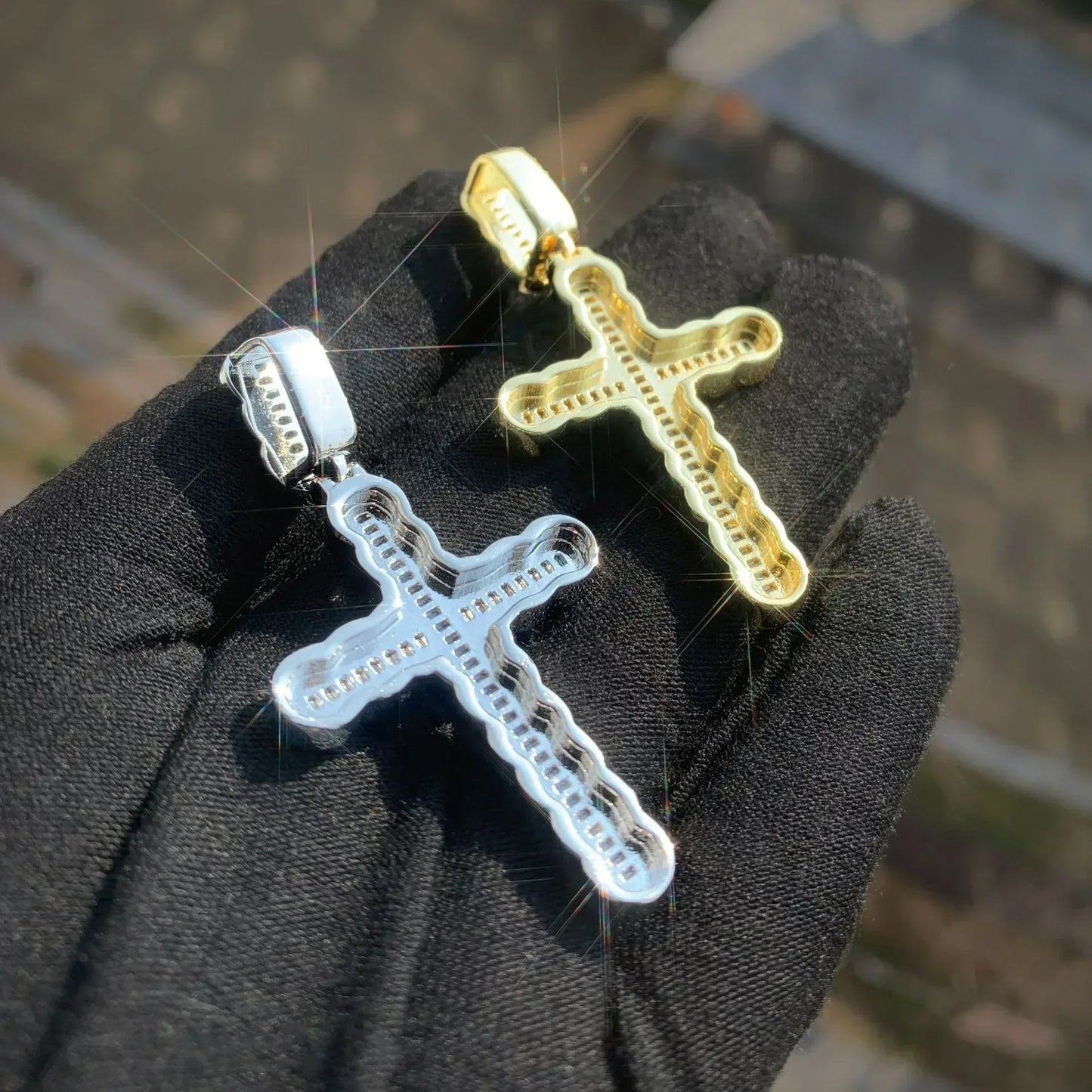 Baguette Cross Pendant Necklace | CZ Iced Out Hip Hop Unisex Trend Jewelry - CaratixJewelry