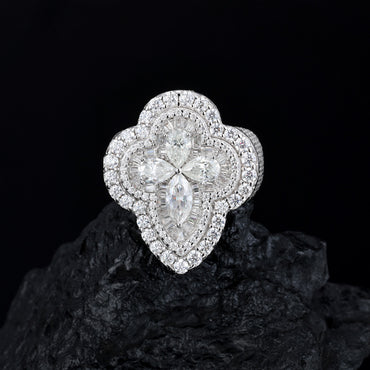 Iced Out Moissanite Flower Ring S925 Hip Hop Men | Caratix