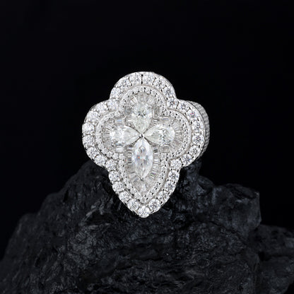 Iced Out Moissanite Flower Ring S925 Hip Hop Men | Caratix