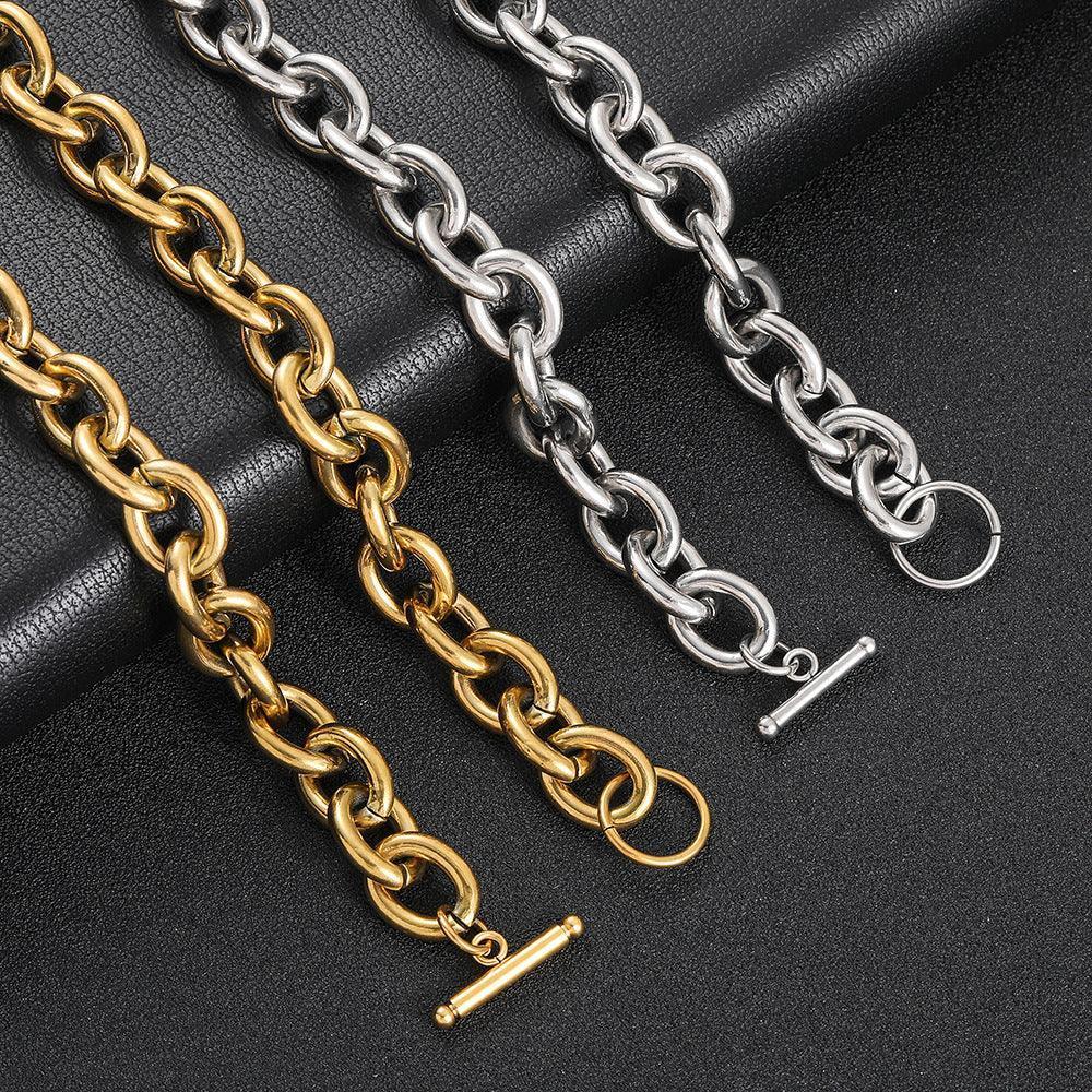 12mm Stainless Steel Cross and O-Link Bracelet - CaratixJewelry